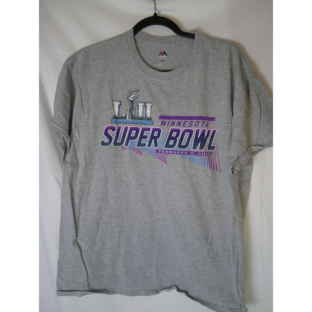 Majestic Super Bowl LII Minnesota 2018 Champions T Shirt Men's Gray Large